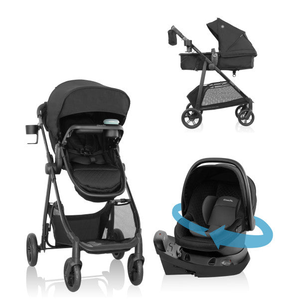 Evenflo Omni Ultra Travel System with Revolve180 LiteMax NXT Rotational Infant Car Seat - Caviar Black
