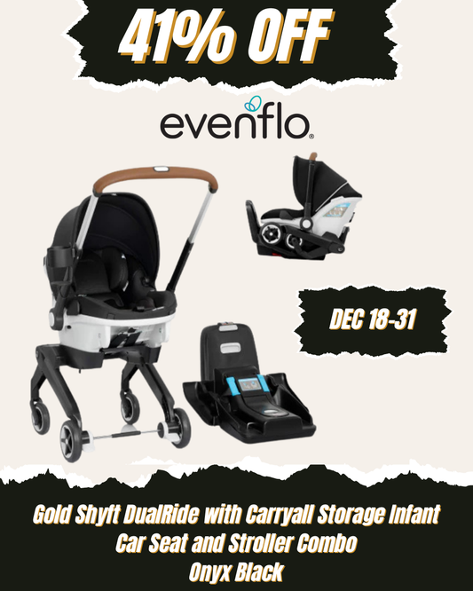 EVENFLO Gold Shyft DualRide with Carryall Storage Infant Car Seat and Stroller Combo (Onyx Black)