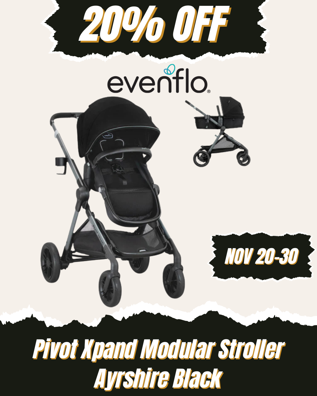 EVENFLO Pivot Xpand Modular Stroller (Ayrshire Black)