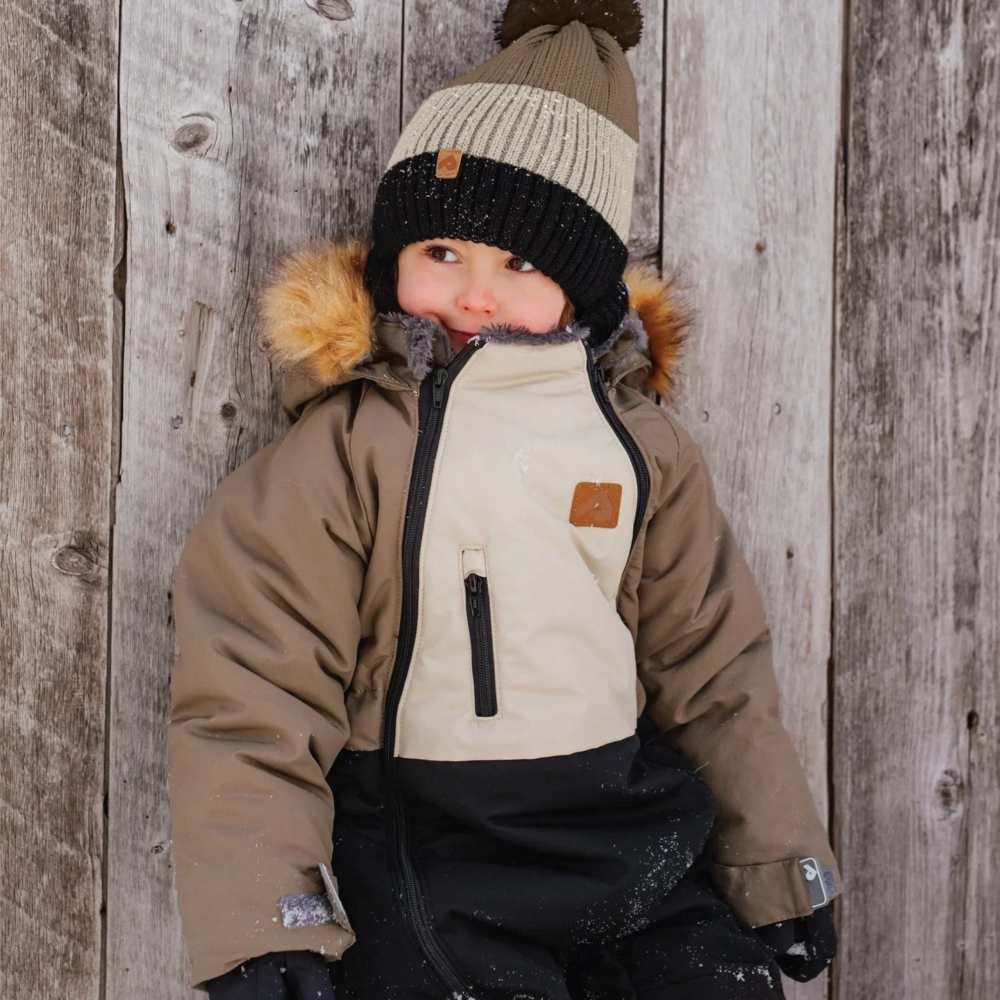 Perlimpinpin - One Piece Toddler Snowsuit - Taupe