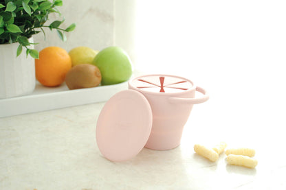 Melii - 100% Silicone Collapsible Snack Container with Finger Trap: Pink