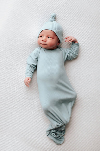 Three Little Tots - Knotted Newborn Gown - Blue Bird