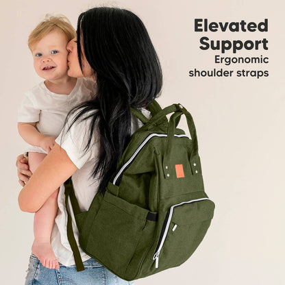KeaBabies - Original Diaper Bag Backpack, Baby Bags with Changing Pad: Dark Olive