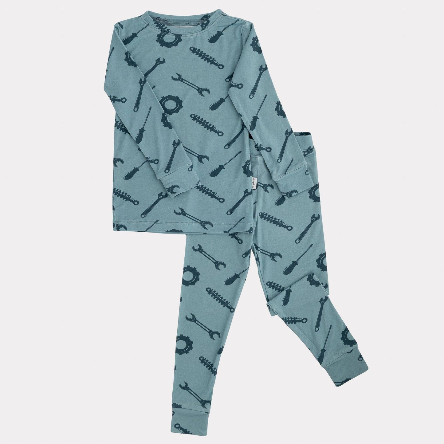 Pip + Phee - 2 Piece Bamboo Sets | LE Prints #4: Teal-smiley / 5T / Long Sleeves/Long Pants