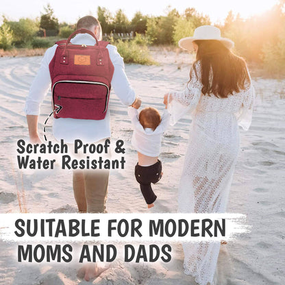 Original Diaper Bag Backpack, Baby Bags with Changing Pad: Wine Red