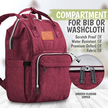 Original Diaper Bag Backpack, Baby Bags with Changing Pad: Wine Red