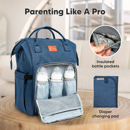 Original Diaper Bag Backpack, Baby Bags with Changing Pad: Navy Blue