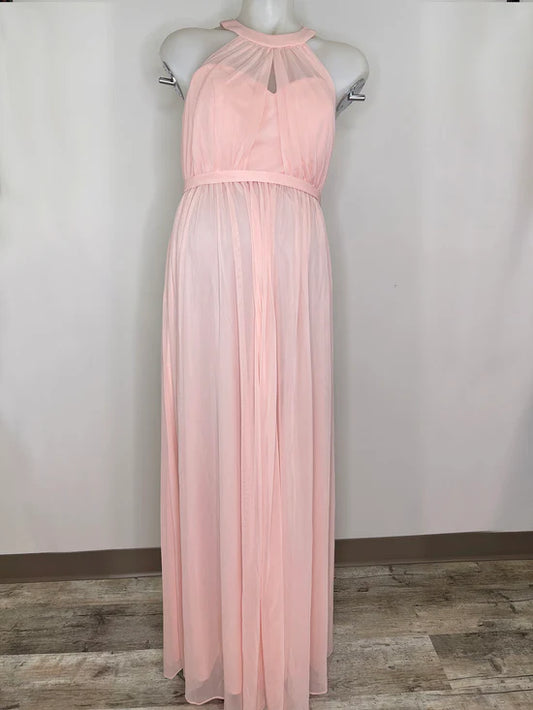 Bump Shoot Rental Dress - Light Pink Halter Tulle Maternity Evening Gown