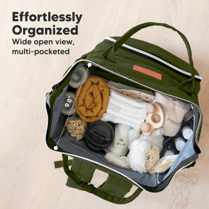 KeaBabies - Original Diaper Bag Backpack, Baby Bags with Changing Pad: Dark Olive