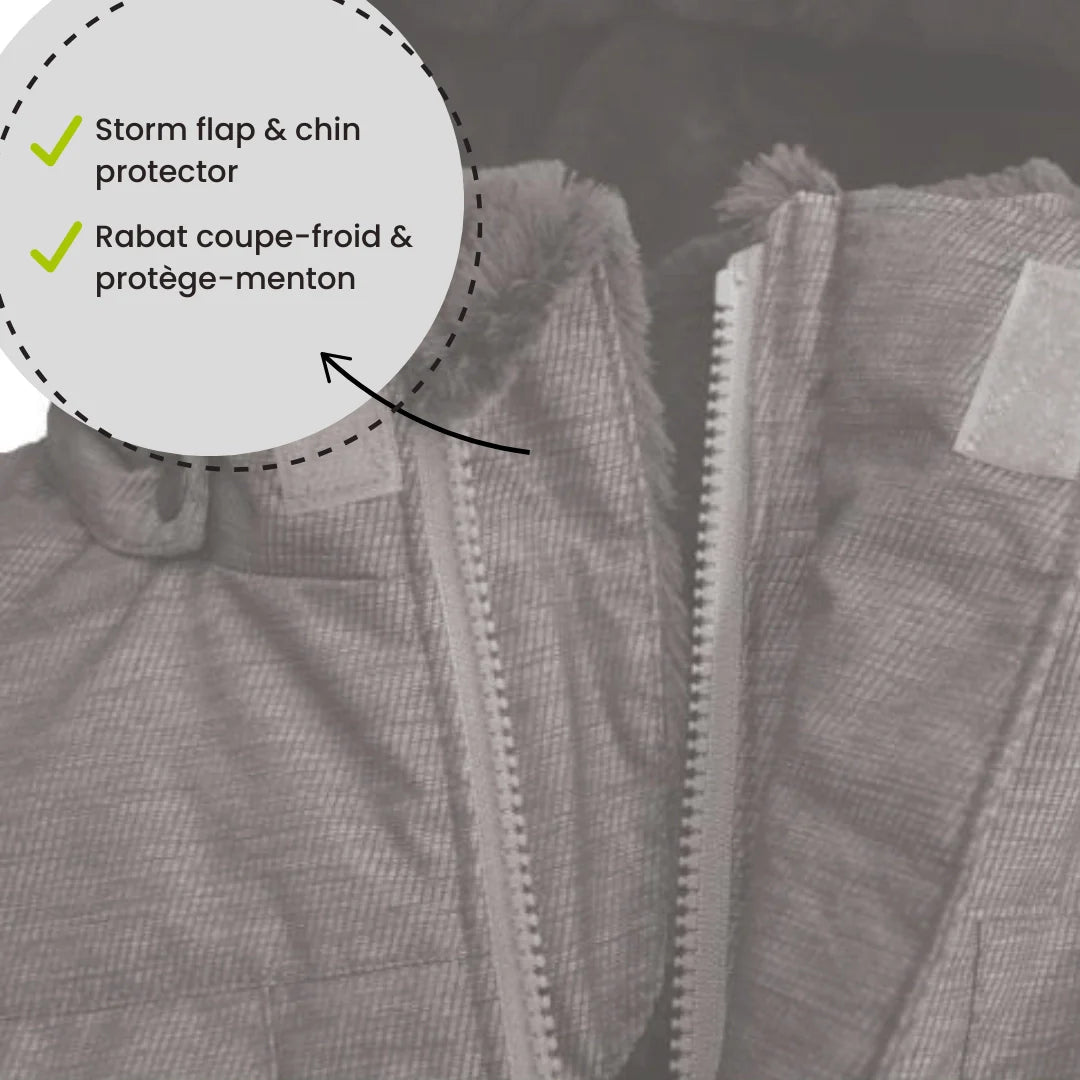 Perlimpinpin - Two Piece Kid Snowsuit - Army Black + Animals