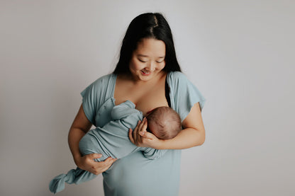 Three Little Tots - Knotted Newborn Gown - Blue Bird