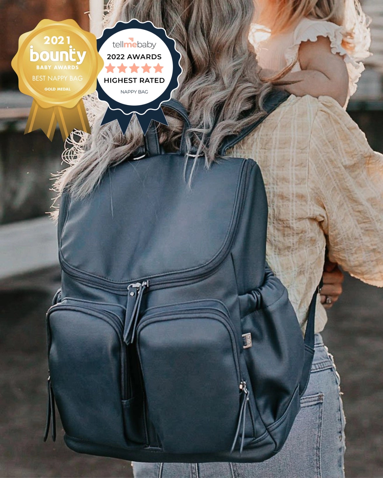 OiOi - Signature Nappy Backpack - Stone Blue