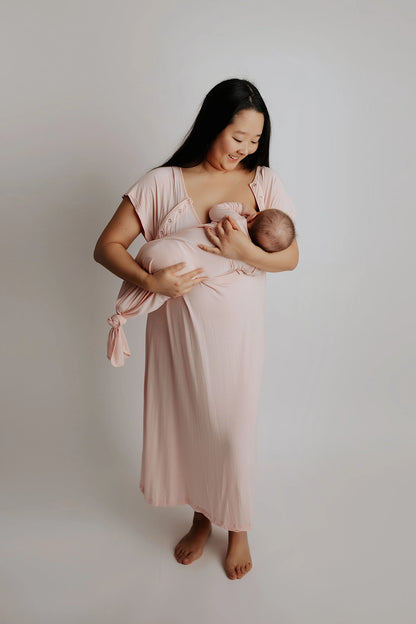 Three Little Tots - Knotted Newborn Gown - Heavenly Pink