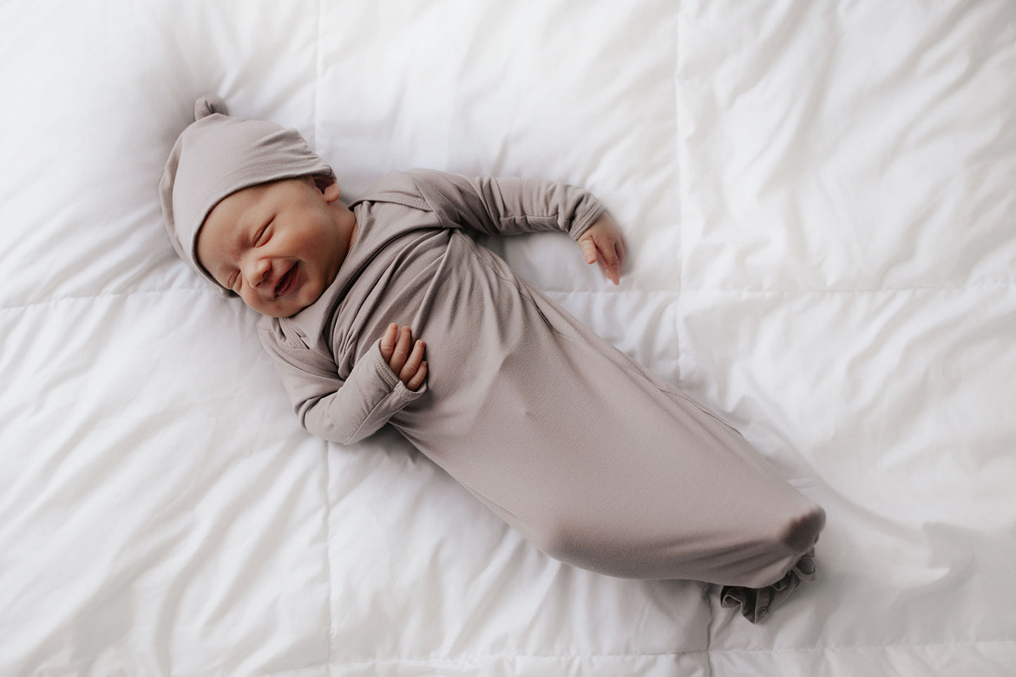 Three Little Tots - Knotted Newborn Gown - Harbour Mist