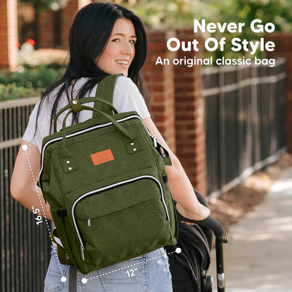 KeaBabies - Original Diaper Bag Backpack, Baby Bags with Changing Pad: Dark Olive