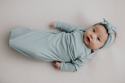 Three Little Tots - Knotted Newborn Gown - Blue Bird