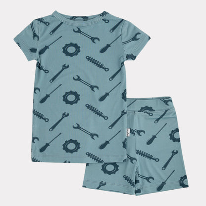Pip + Phee - 2 Piece Bamboo Sets | LE Prints #4: Teal-smiley / 18-24M / Long Sleeves/Long Pants