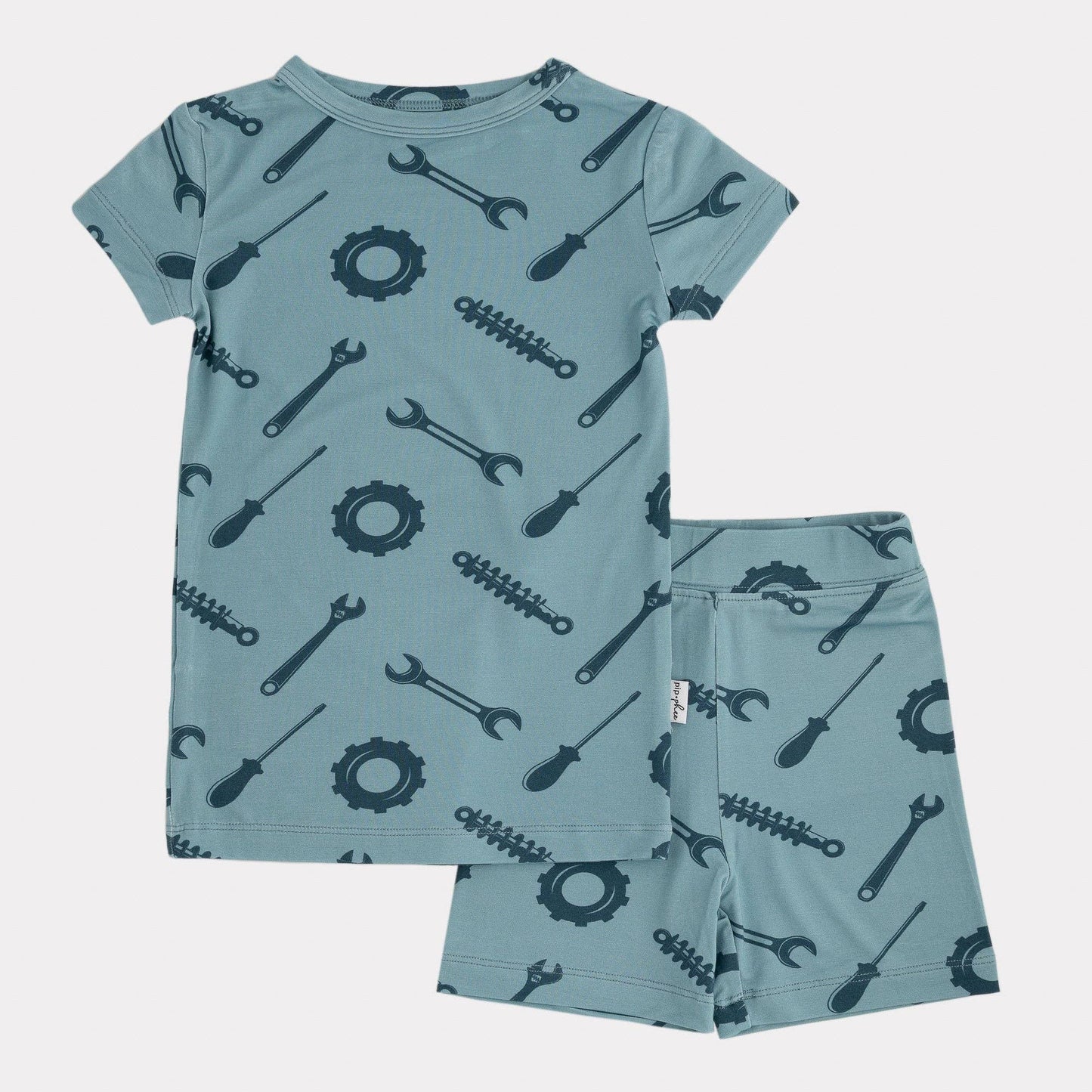 Pip + Phee - 2 Piece Bamboo Sets | LE Prints #4: Teal-smiley / 5T / Long Sleeves/Long Pants