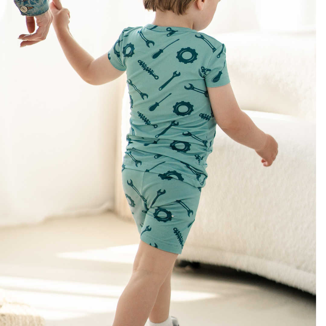 Pip + Phee - 2 Piece Bamboo Sets | LE Prints #4: Peach-smiley / 2T / Long Sleeves/Long Pants