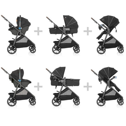 Evenflo Shyft Intuiti+ Travel System featuring Revolve180 LiteMax NXT with SensorySoothe (Dubhan Black)