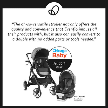 Evenflo - GOLD SensorSafe Pivot Xpand Smart Modular Travel System - Single to Double - Moonstone