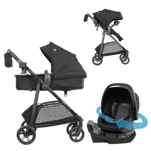Evenflo Omni Ultra Travel System with Revolve180 LiteMax NXT Rotational Infant Car Seat - Caviar Black