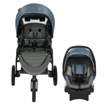 Evenflo - Folio3 Stroll & Jog Travel System With LiteMax 35 Infant Car Seat Skyline Blue