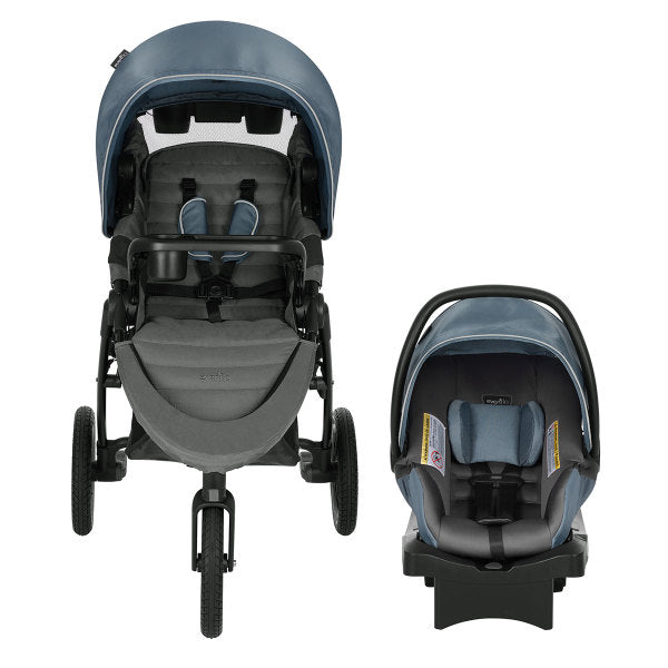 Evenflo - Folio3 Stroll & Jog Travel System With LiteMax 35 Infant Car Seat Skyline Blue