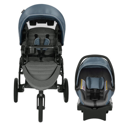 Evenflo - Folio3 Stroll & Jog Travel System With LiteMax 35 Infant Car Seat Skyline Blue
