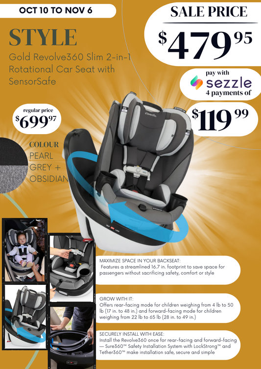 💥 ON SALE NOW 💥 Evenflo - Gold Revolve360 Slim 2-in-1 Rotational Car Seat with SensorSafe