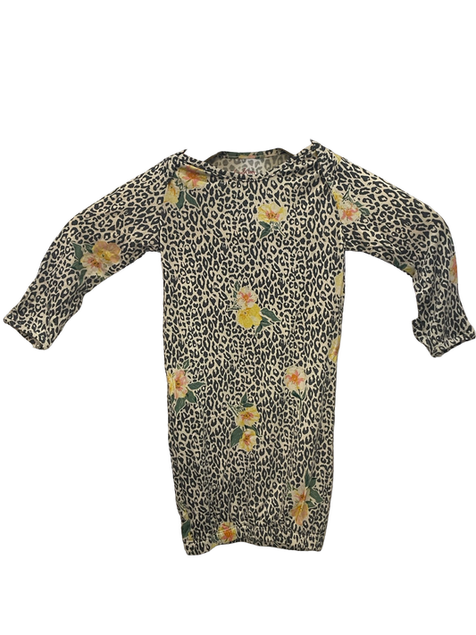 Everly Grey Baby - Bamboo Sleep Gown - Floral Cheetah - 0-3 Months