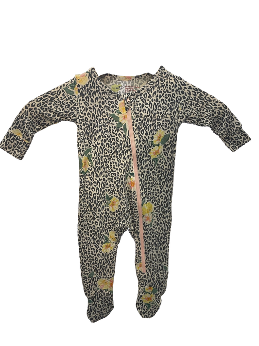 Everly Grey Baby - Bamboo Zip Sleeper - Floral Cheetah