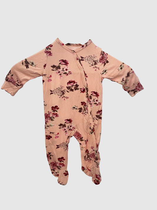 Everly Grey Baby - Bamboo Snappy Sleeper - Raspberry Flower - 0-3 Months