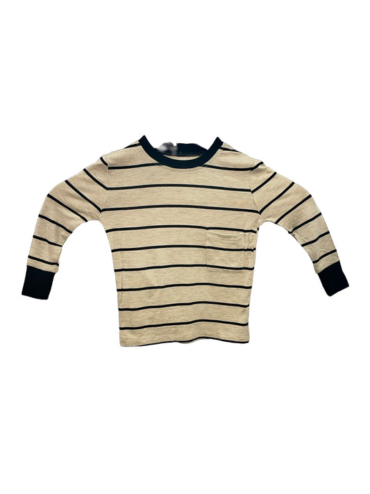 Everly Grey Baby - Bamboo Long Sleeve Top - Sand + Black Stripe