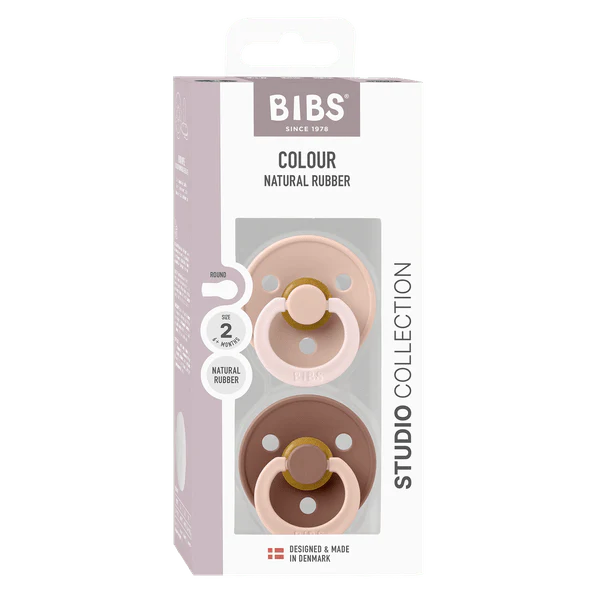 BIBS Pacifier Studio Colour 2 PACK Fusion Latex - Blush Woodchuck Mix