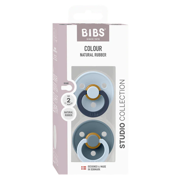 BIBS Pacifier Studio Colour 2 PACK Fusion Latex - Baby Blue Petrol Mix