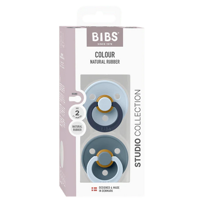 BIBS Pacifier Studio Colour 2 PACK Fusion Latex - Baby Blue Petrol Mix