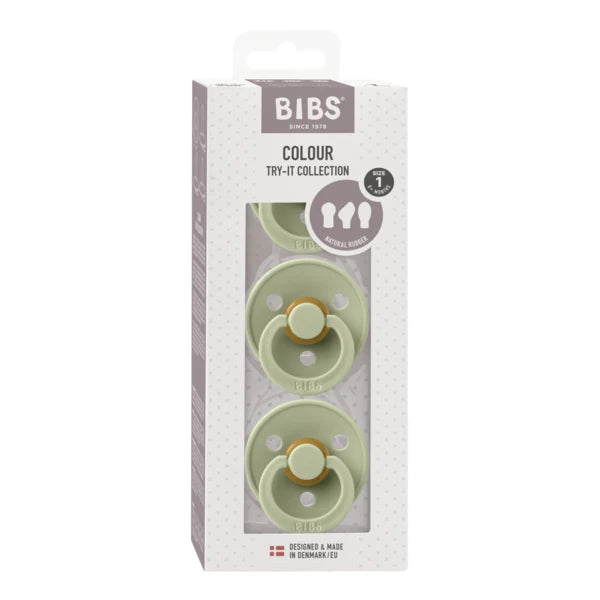 BIBS - Try It Collection Latex Pacifier - Sage 3 Pack