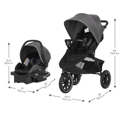 Evenflo - Folio3 Stroll & Jog Travel System with LiteMax 35 Infant Car Seat (Avenue Gray)