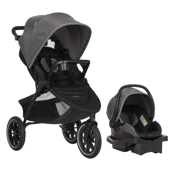 Evenflo - Folio3 Stroll & Jog Travel System with LiteMax 35 Infant Car Seat (Avenue Gray)