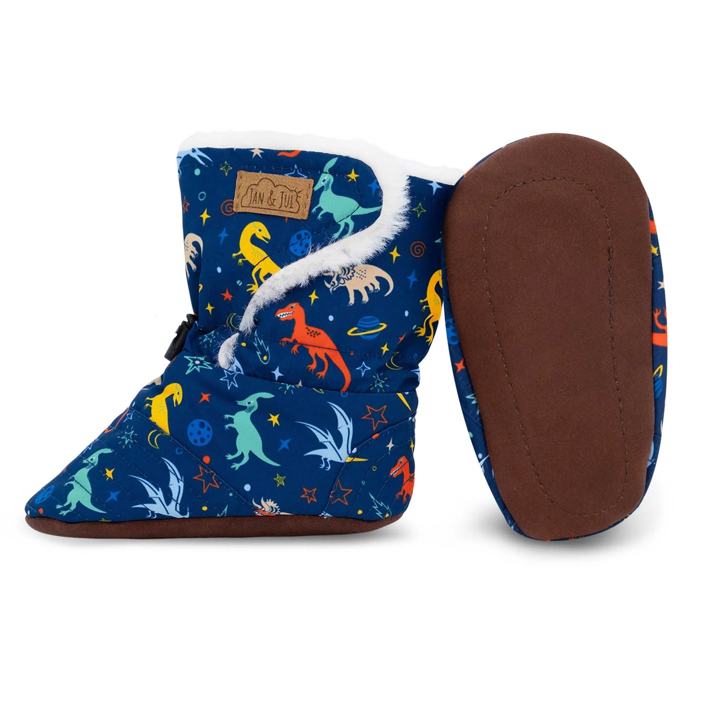 Jan + Jul - Stay Put Winter Baby Booties - Space Dinos