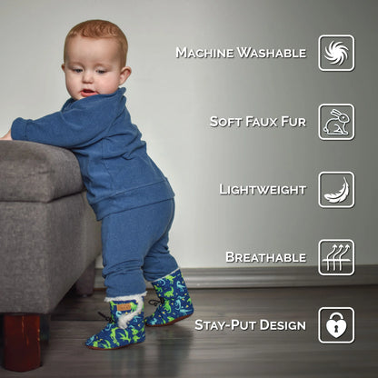 Jan + Jul - Stay Put Winter Baby Booties - Space Dinos