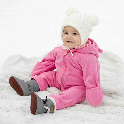 Jan + Jul - Stay Put Winter Baby Booties - Heathered Grey
