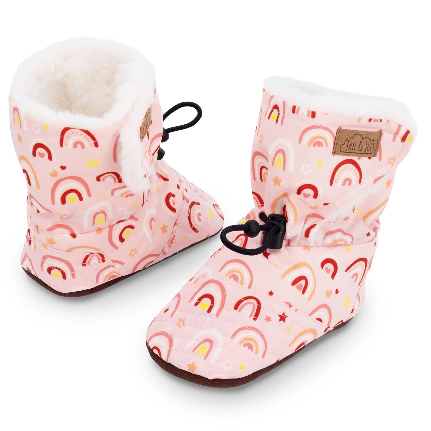 Jan + Jul - Stay Put Winter Baby Booties - Pink Rainbow