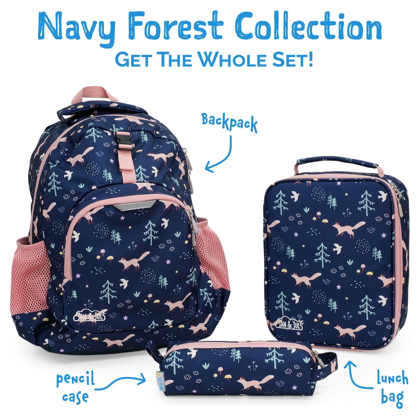 Jan + Jul - Little Xplorer Kids' Backpack - Navy Forest