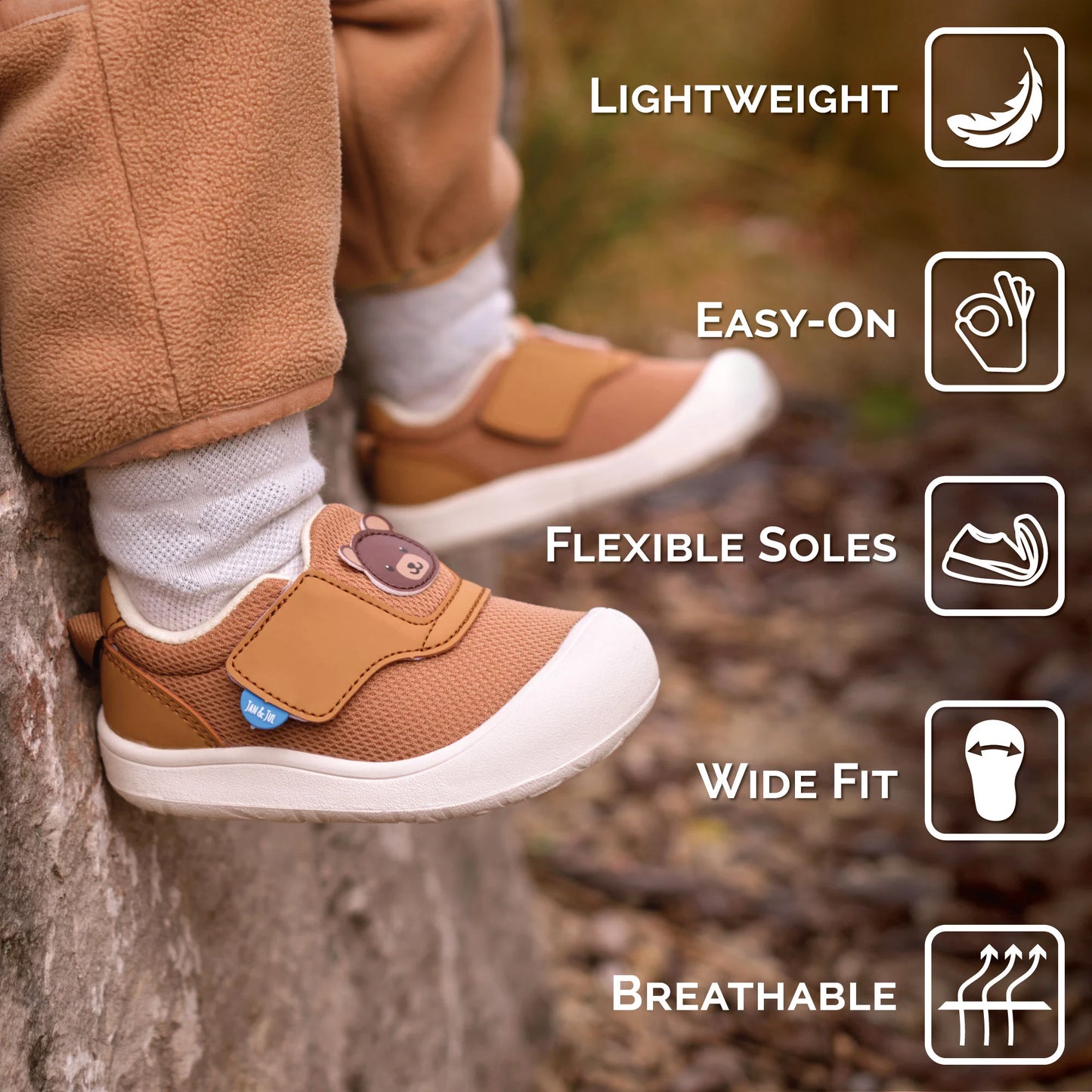 Jan + Jul - Mini-Flyer Toddler Sneakers - Brown bear