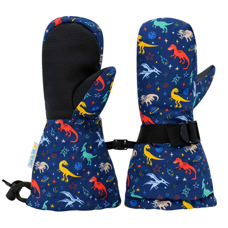 Jan + Jul - Toasty-Dry Waterproof Snow Mittens - Space Dinos