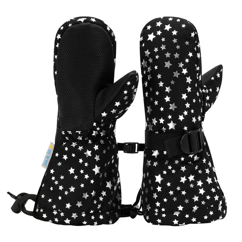 Jan + Jul - Toasty-Dry Waterproof Snow Mittens - Black Star