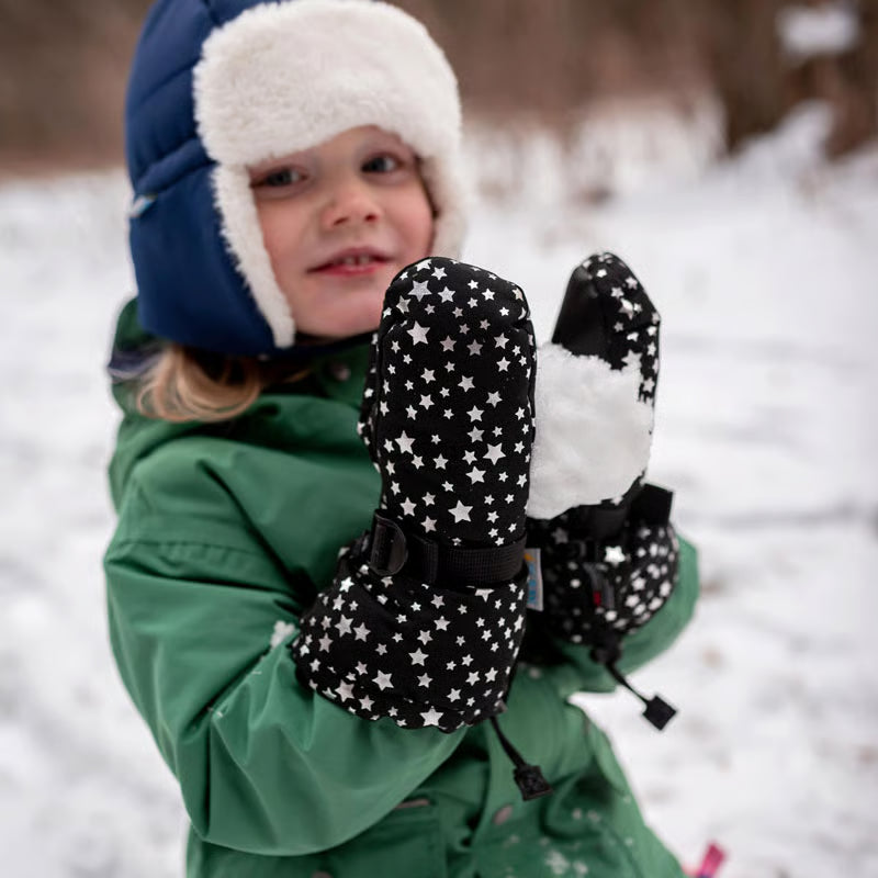 Jan + Jul - Toasty-Dry Waterproof Snow Mittens - Black Star