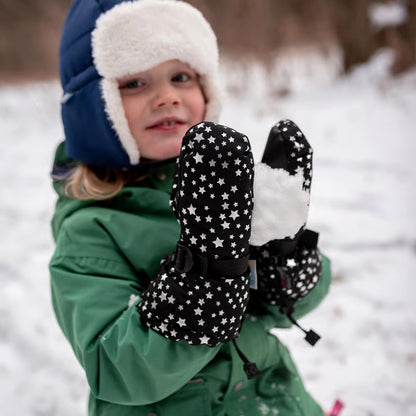 Jan + Jul - Toasty-Dry Waterproof Snow Mittens - Black Star